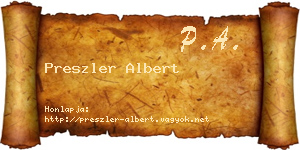 Preszler Albert névjegykártya
